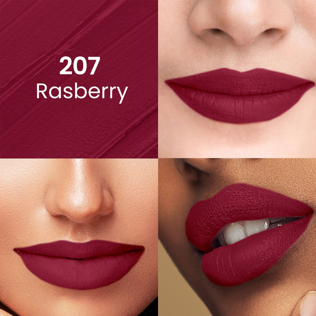 Swiss Beauty Pure Matte Lipstick , Non-Drying, Smooth Glide, Long Lasting - 207 Raspberry | Grocsy