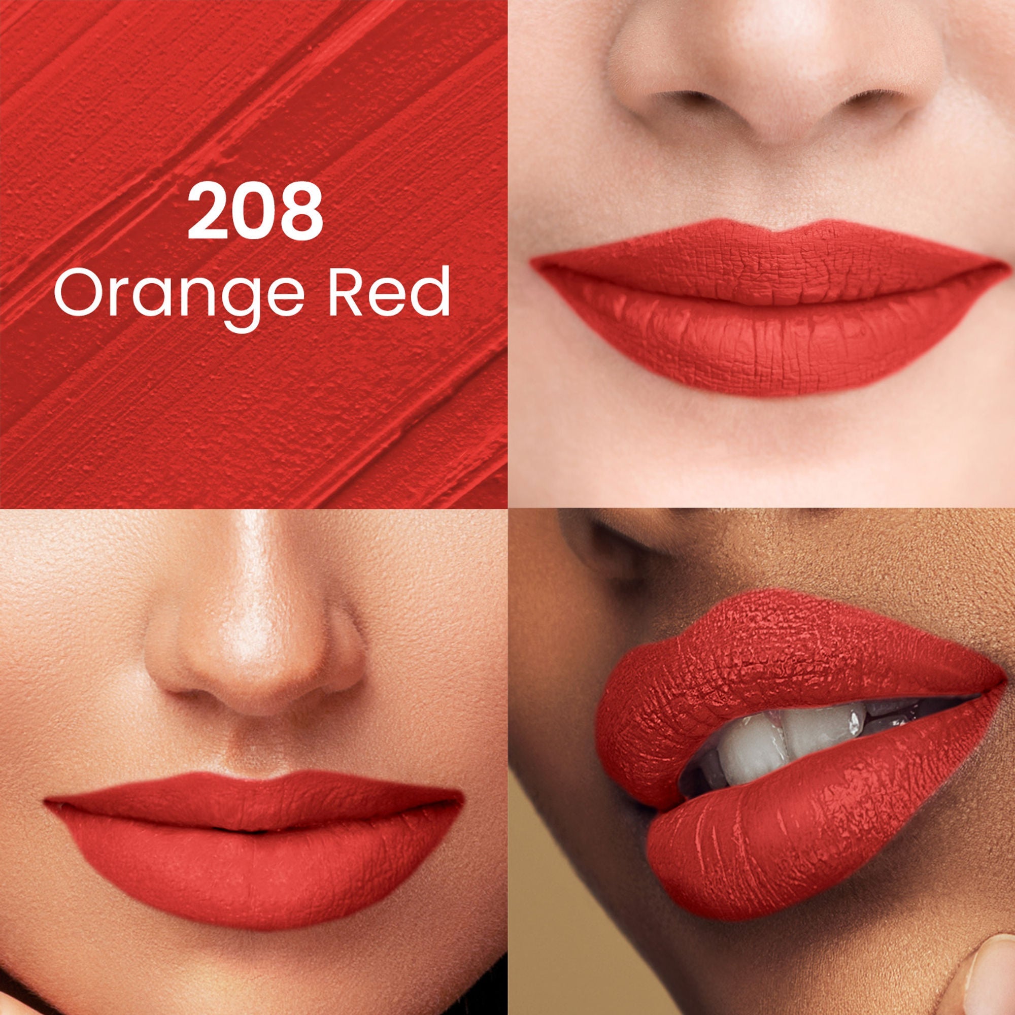 Swiss Beauty Pure Matte Lipstick , Non-Drying, Smooth Glide, Long Lasting - 208 Orange Red | Grocsy