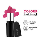 Swiss Beauty Pure Matte Lipstick , Non-Drying, Smooth Glide, Long Lasting - 209 Pink Blossom | Grocsy