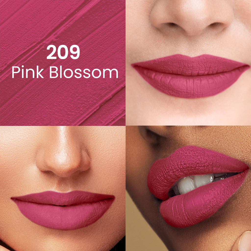 Swiss Beauty Pure Matte Lipstick , Non-Drying, Smooth Glide, Long Lasting - 209 Pink Blossom | Grocsy