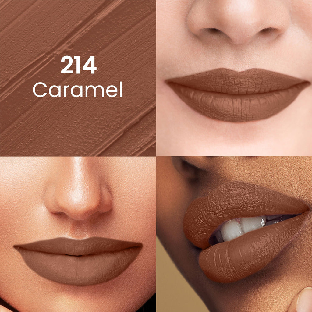 Swiss Beauty Pure Matte Lipstick , Non-Drying, Smooth Glide, Long Lasting - 214 Caramel | Grocsy