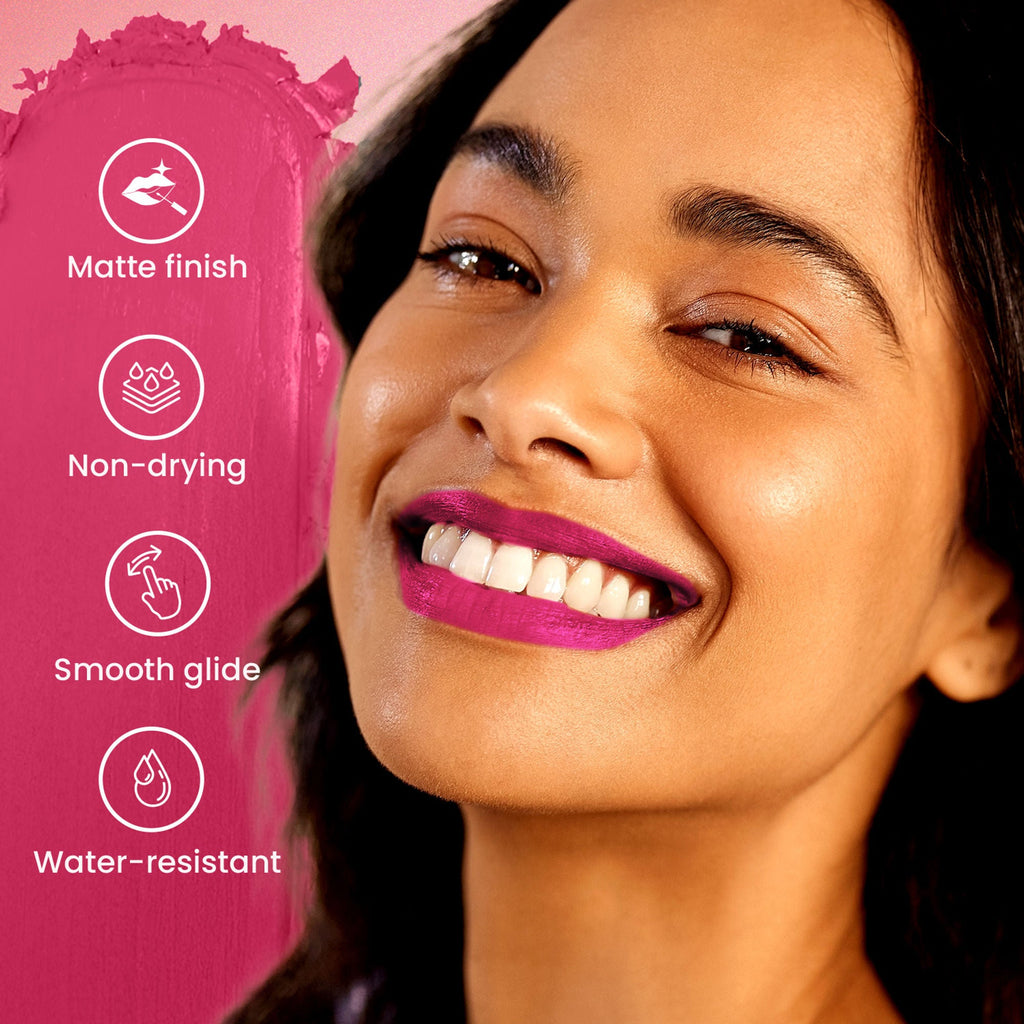 Swiss Beauty Pure Matte Lipstick , Non-Drying, Smooth Glide, Long Lasting - 219 Hot Pink | Grocsy