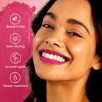 Swiss Beauty Pure Matte Lipstick , Non-Drying, Smooth Glide, Long Lasting - 219 Hot Pink | Grocsy