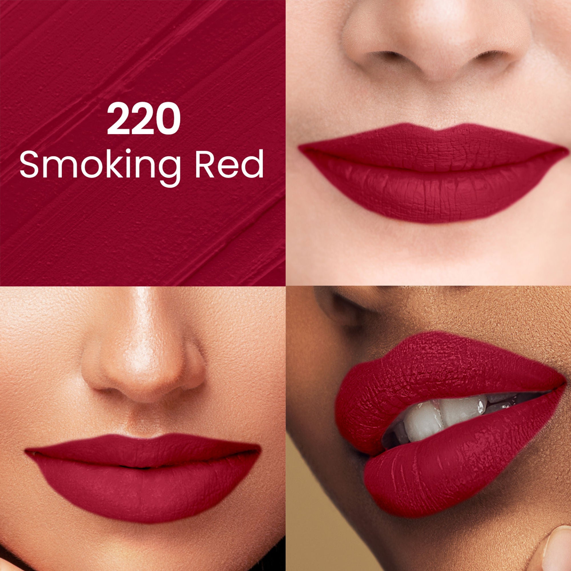 Swiss Beauty Pure Matte Lipstick , Non-Drying, Smooth Glide, Long Lasting - 220 Smoking Red | Grocsy