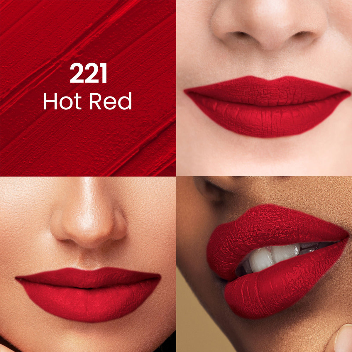 Swiss Beauty Pure Matte Lipstick , Non-Drying, Smooth Glide, Long Lasting - 221 Hot Red | Grocsy