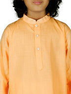 Sethukrishna Boys Orange Pure Cotton Kurta with Pyjama | Grocsy
