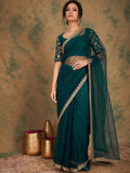 Sangria Embroidered Detailed Net Saree | Grocsy