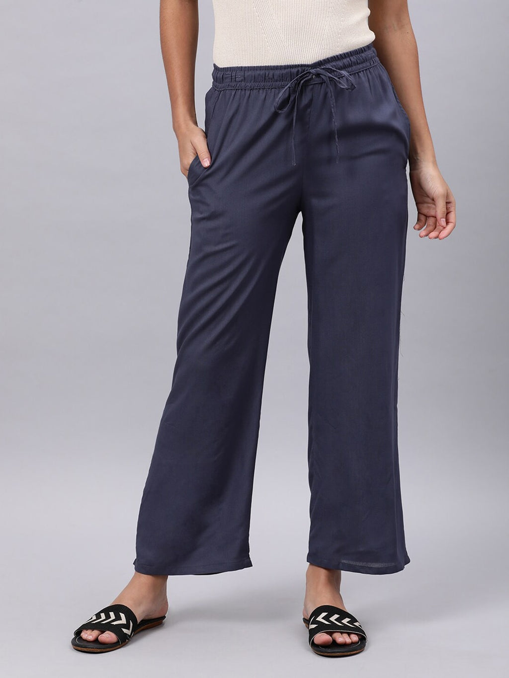 Souchii Grey Liva Ethnic Palazzos | Grocsy