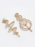 Panash Women Set of 2 Gold-Toned & White Beaded Hair Pins | Grocsy