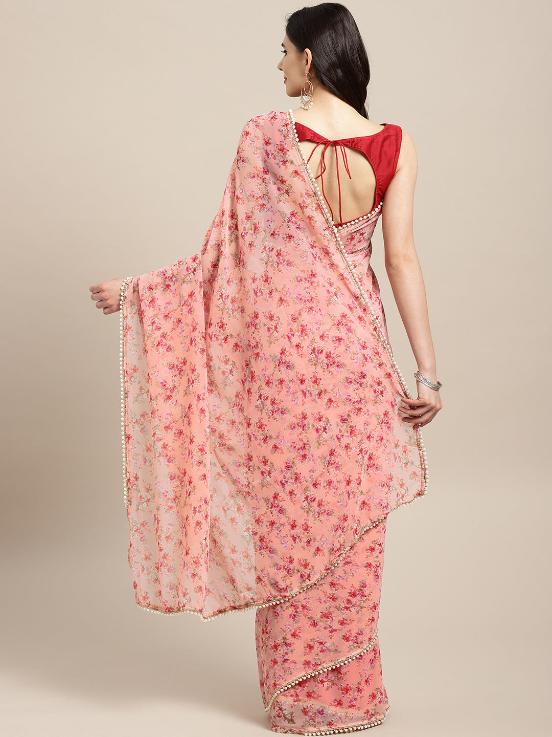 Tikhi Imli Pink Printed Saree | Grocsy