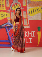 Tikhi Imli Ethnic Motifs Printed Cotton Ready to Wear Saree | Grocsy