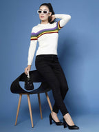 Women Winter White Acrylic Sweater - Wool Trees | Grocsy