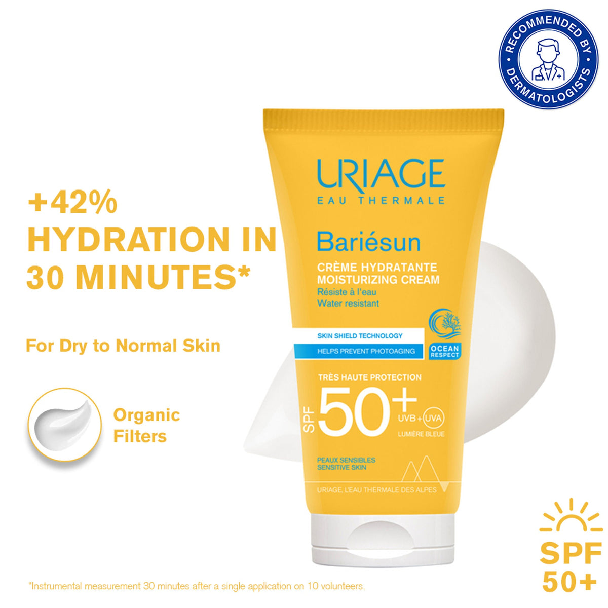 Uriage Bariesun Moisturizing Sunscreen SPF50+ Prevents Sun Damage & Skin Aging Dermat Recommended | Grocsy