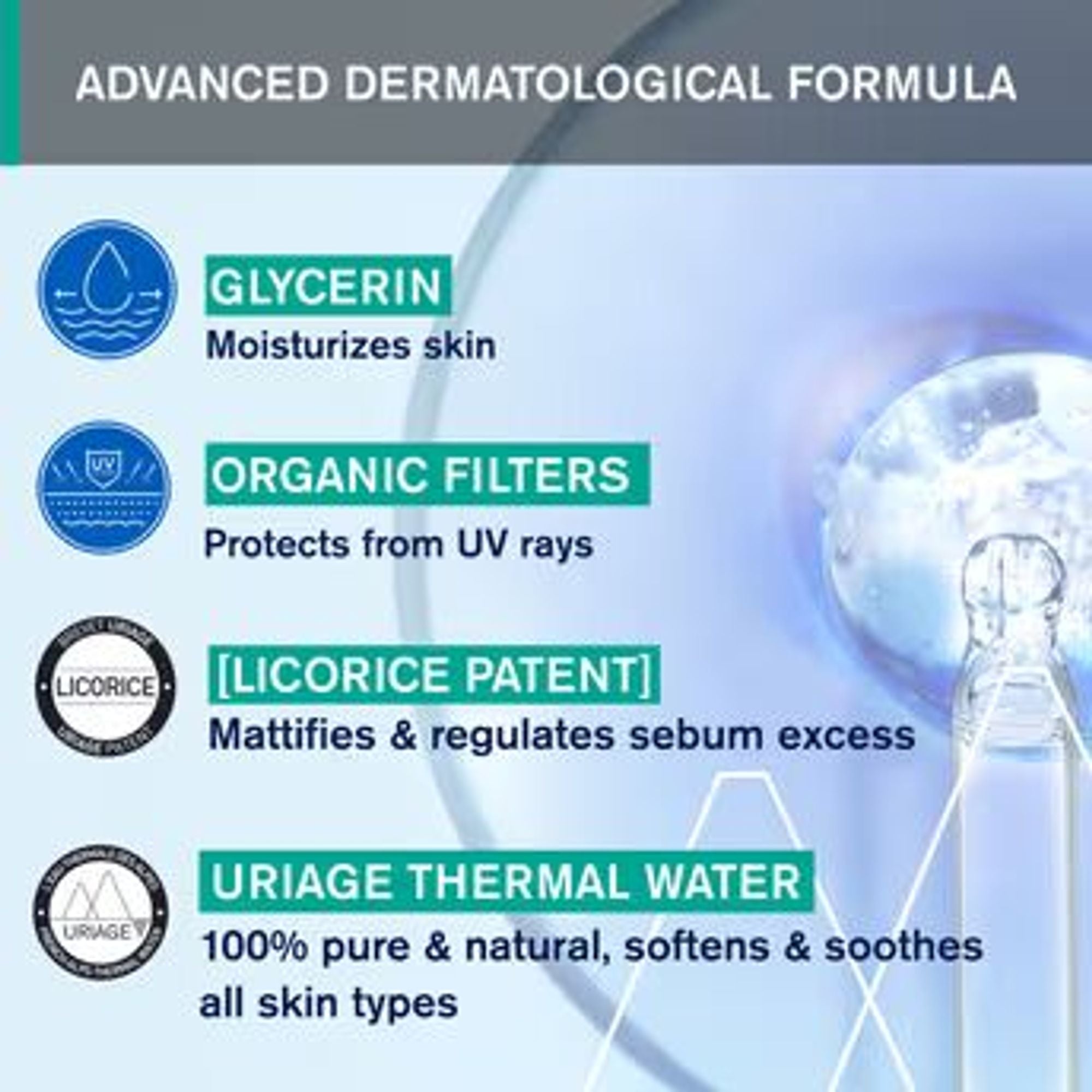 Uriage Hyseac Mattifying Fluid SPF50+ Light & Matt Texture Combination Oily Skin Dermat Recommended | Grocsy