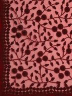 Maroon Woven Design Net Saree with Blouse Piece - Kalamkari | Grocsy