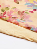 Souchii Peach-Coloured Floral Layered Chiffon Beautiful A-Line Midi Dress | Grocsy