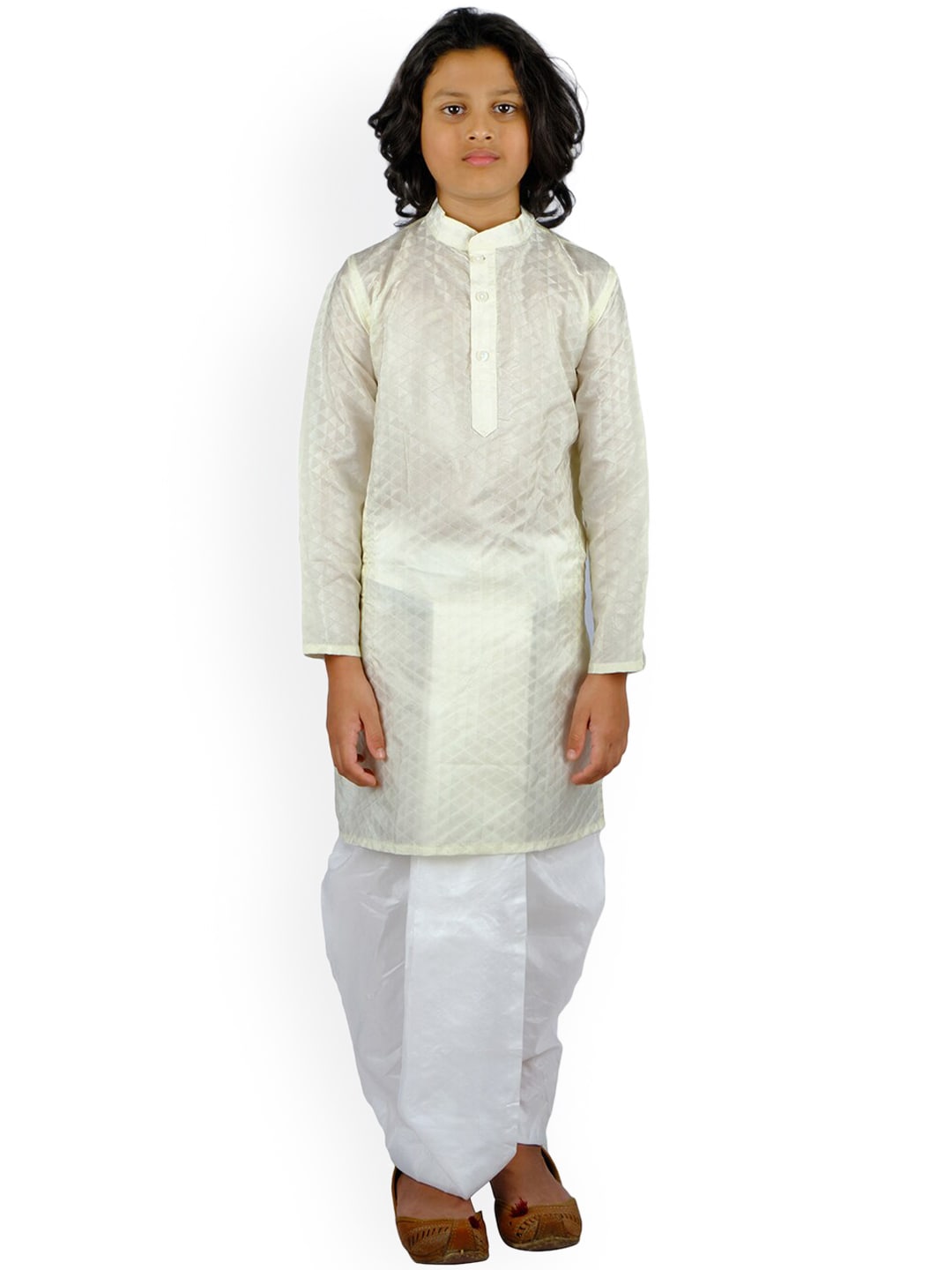 Sethukrishna Boys Cream-Coloured Kurti with Salwar | Grocsy