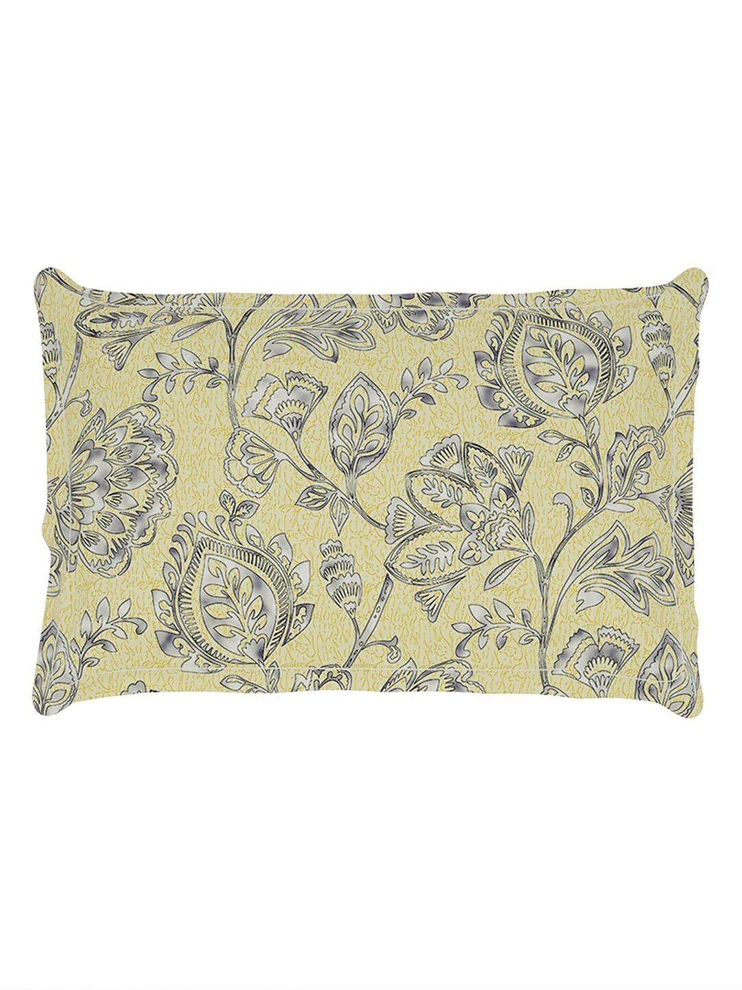 Story@home Cream-Coloured & Grey Floral Microfiber 180 TC Bedsheet & Pillow Cover | Grocsy