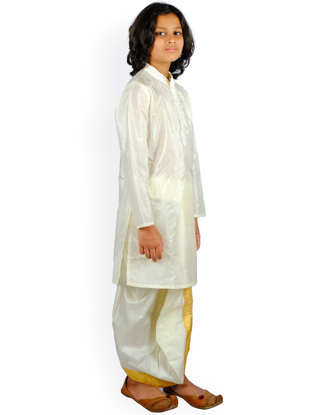 Sethukrishna Boys Cream-Coloured Embroidered Kurta With Dhoti Pants | Grocsy