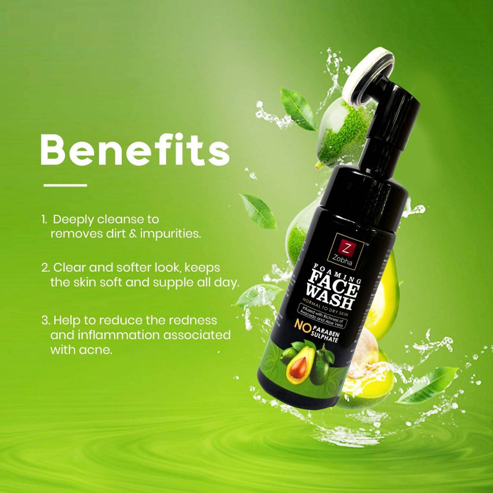Zobha Foaming Face Wash - Avocado and Aloe Vera | Grocsy