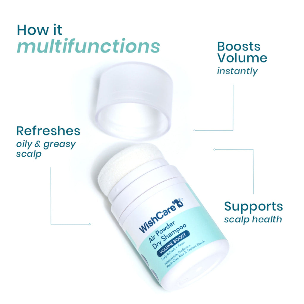Wishcare Air Powder Dry Shampoo for Oily Hair & Scalp - No White Cast & Aerosol - Volume Boost | Grocsy