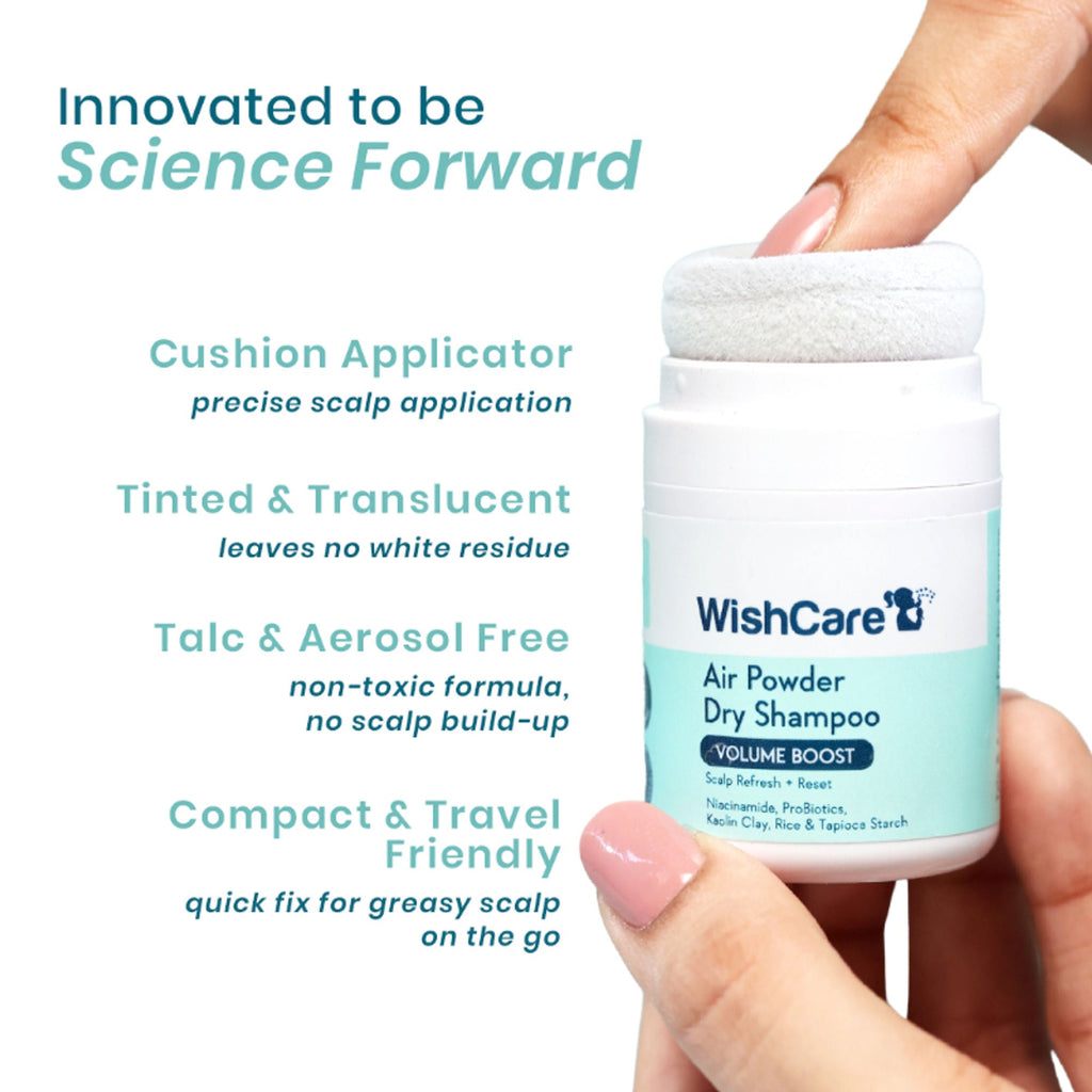 Wishcare Air Powder Dry Shampoo for Oily Hair & Scalp - No White Cast & Aerosol - Volume Boost | Grocsy