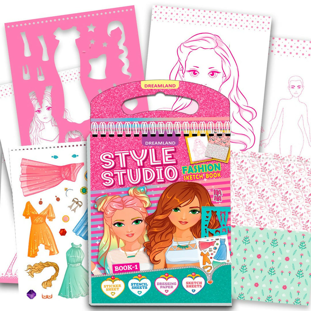 Dreamland Publications Style Studio Fashion Sketch Activity Book 1 for Girls Age 4-8 years | Grocsy