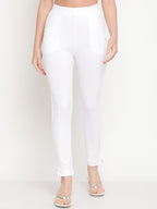 TAG 7 Women White Set of 2 Solid Ankle Length Cotton Leggings | Grocsy