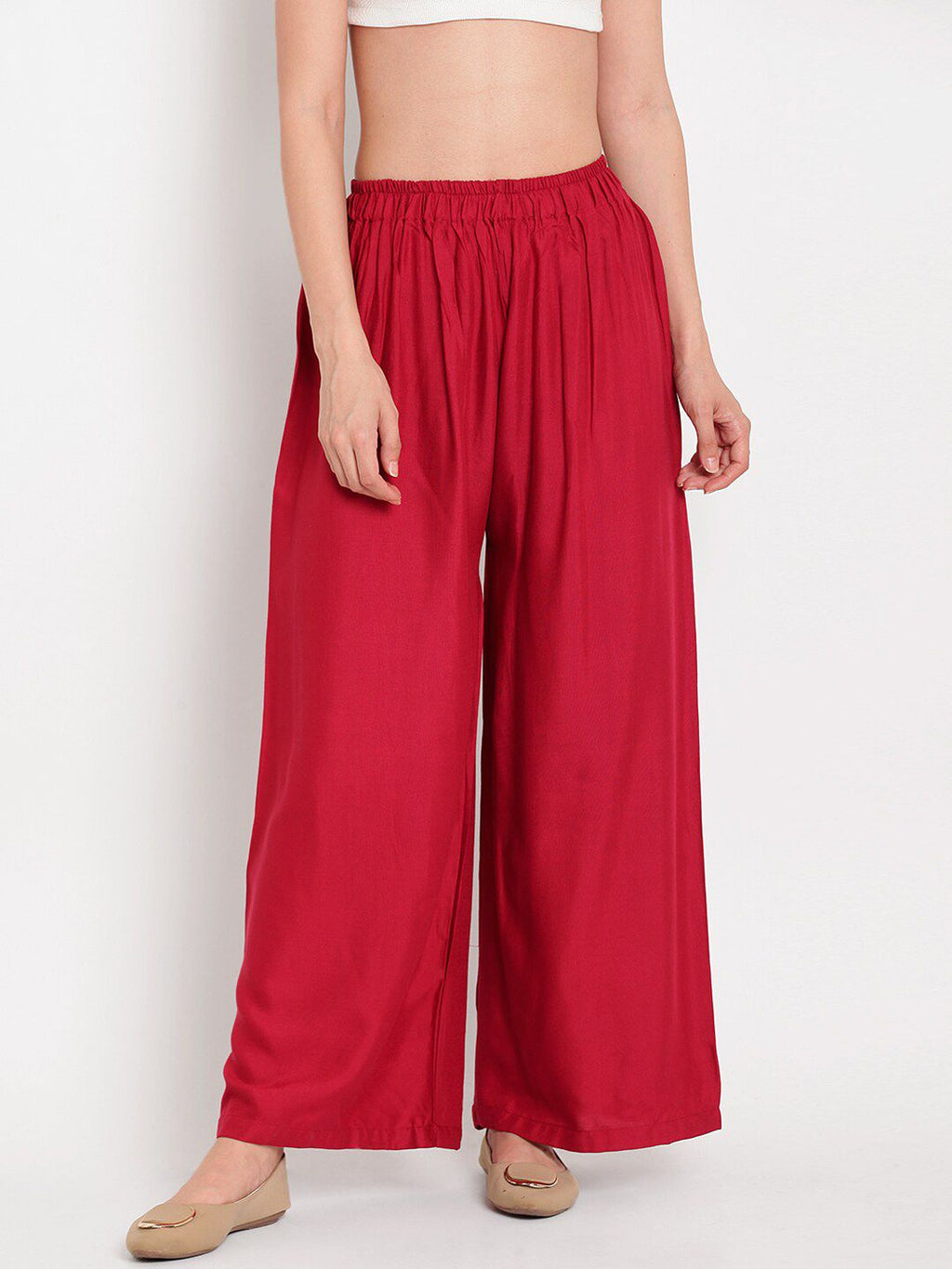 TAG 7 Women Navy Blue & Maroon Set of 2 Flared Ethnic Palazzos | Grocsy