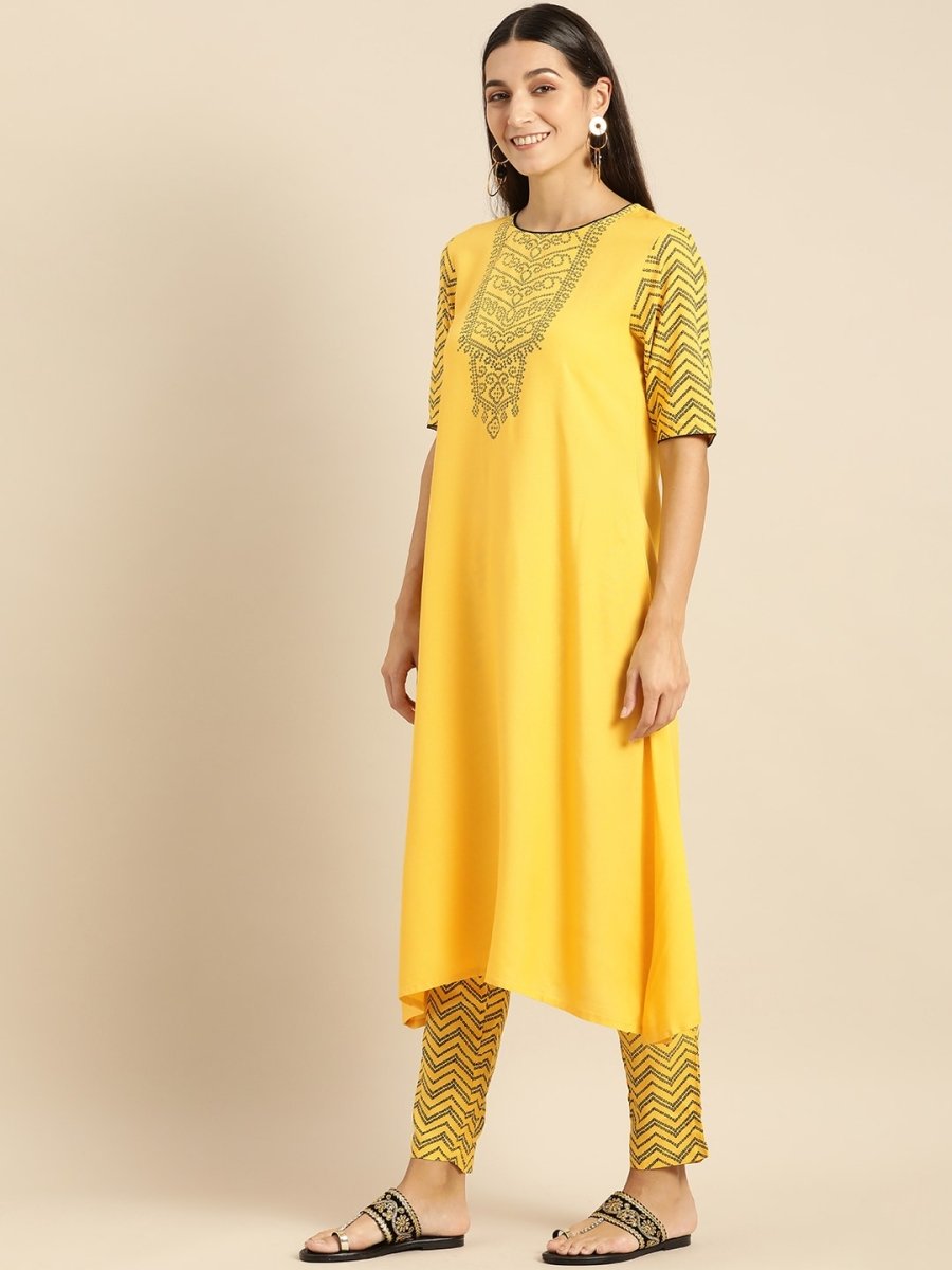 All About You Women Yellow Printed Kurta with Trousers & With Dupatta | Grocsy