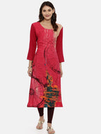 Souchii Pink Printed Straight Kurta | Grocsy