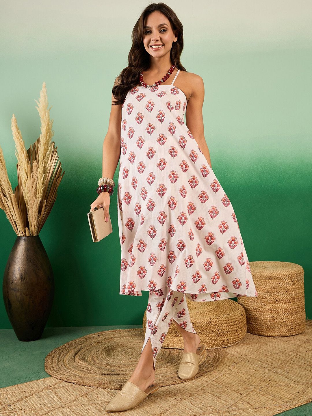 Sangria Printed Pure Cotton Kurta With Dhoti Pants | Grocsy