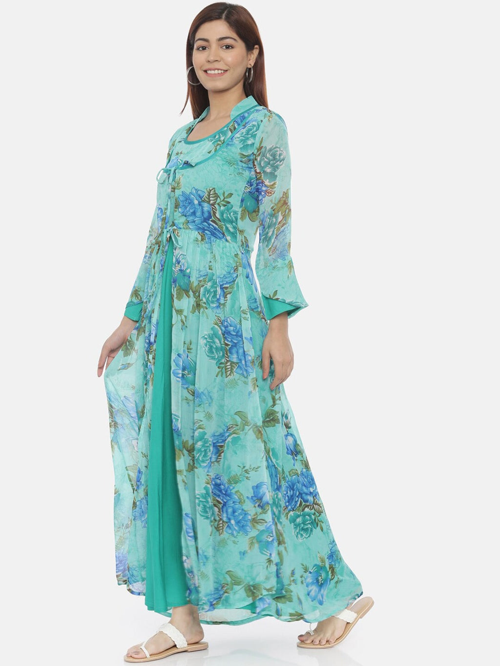 Souchii Blue Printed Maxi Dress | Grocsy