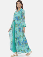 Souchii Blue Printed Maxi Dress | Grocsy