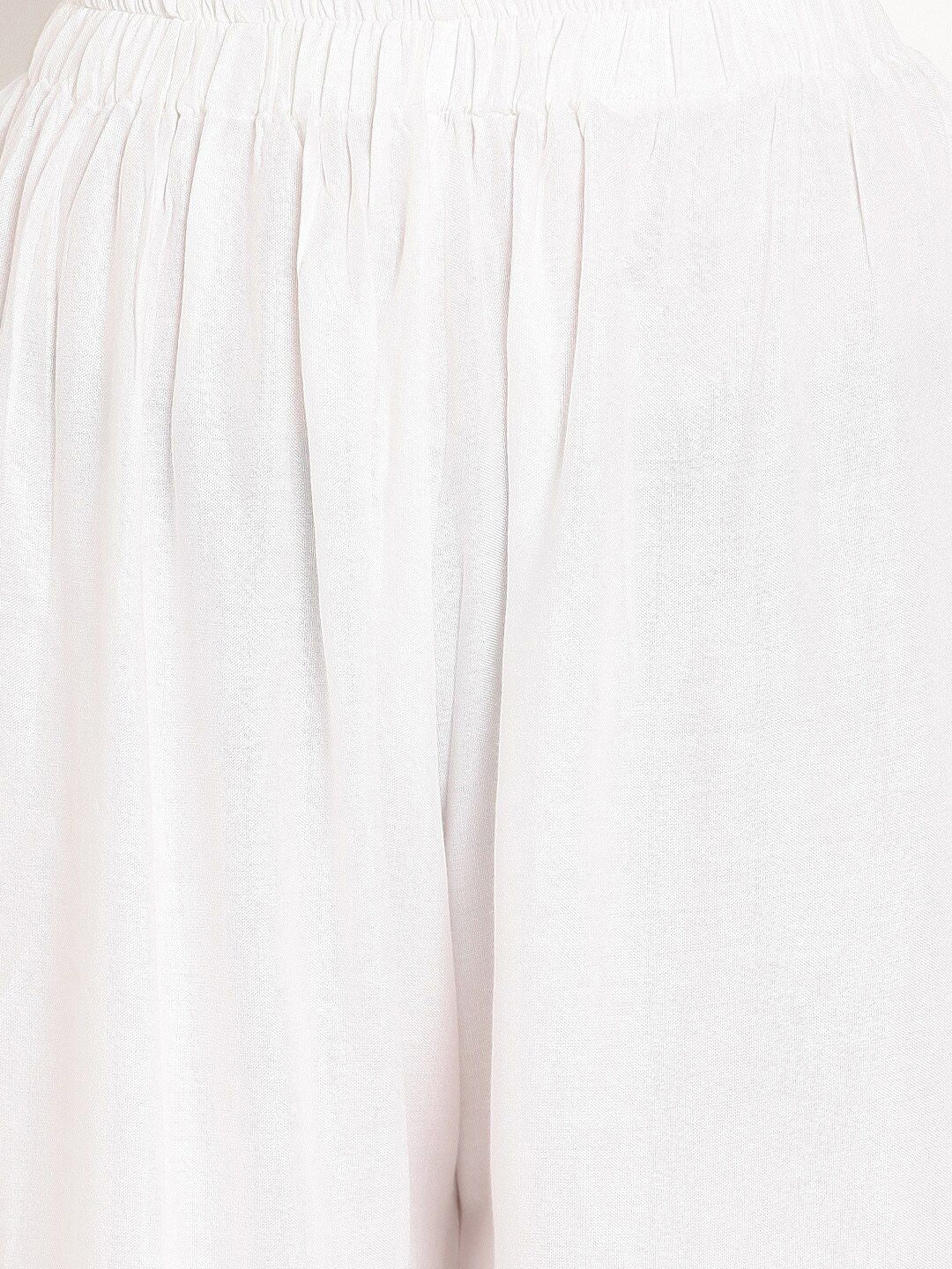 TAG 7 Women White Solid Straight Palazzos | Grocsy