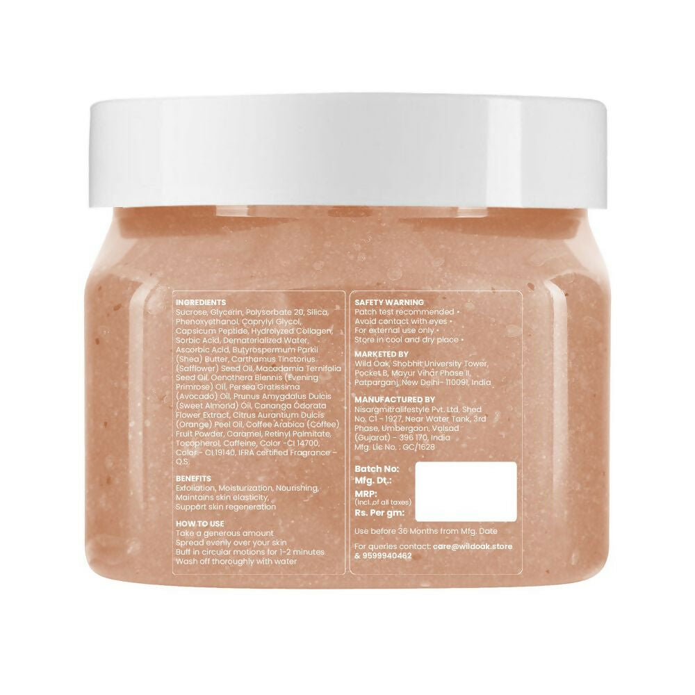 Wild Oak Iced Coffee Shea Butter Sugar Scrub with Ascorbic Acid, Vegan Collagen & Peptides For Tan Removal & Smooth Skin | Grocsy