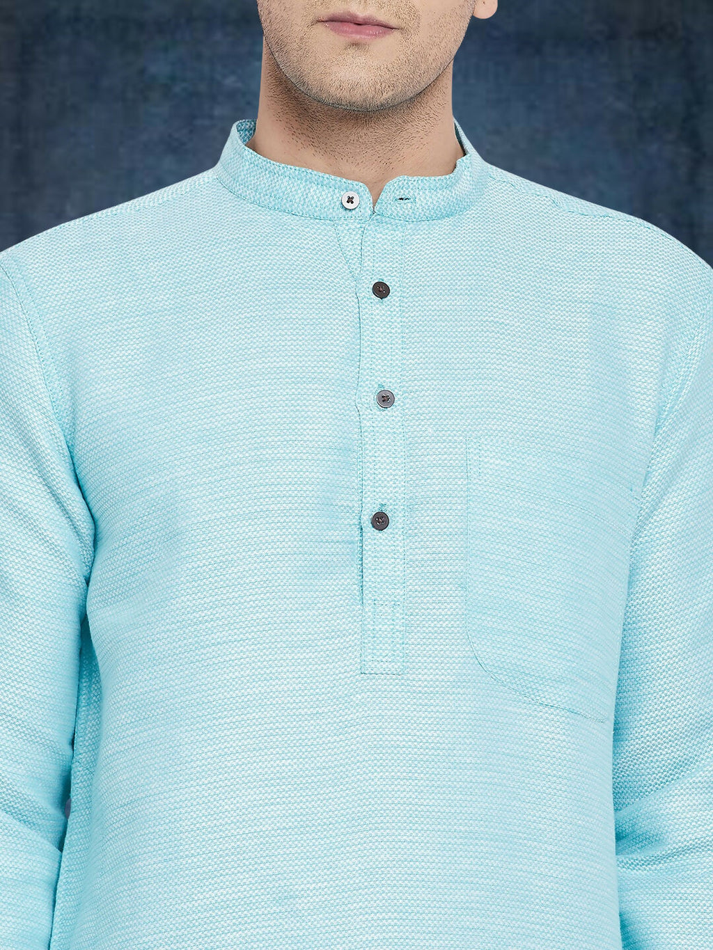 Even Apparels Men's Pure Cotton Turquoise Kurta | Grocsy