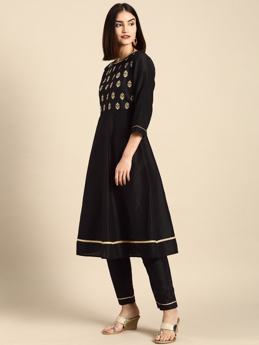 All About You Women Black Printed Regular Kurta with Trousers & With Dupatta | Grocsy
