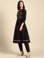 All About You Women Black Printed Regular Kurta with Trousers & With Dupatta | Grocsy