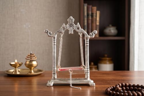 KridayKraft Aluminium Pipe Palna Silver/Laddu Gopal Jhula for Home Decor, Pooja & Janmashtami | Grocsy