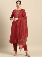 All About You Ethnic Motifs Print Kurta with Trousers & With Dupatta | Grocsy