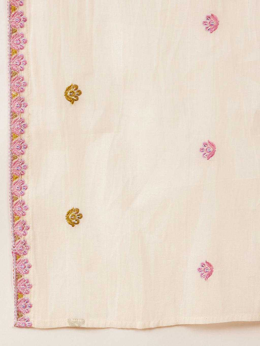 Sangria Floral Embroidered Pure Cotton Straight Kurta With Palazzo & Dupatta | Grocsy