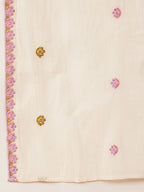 Sangria Floral Embroidered Pure Cotton Straight Kurta With Palazzo & Dupatta | Grocsy