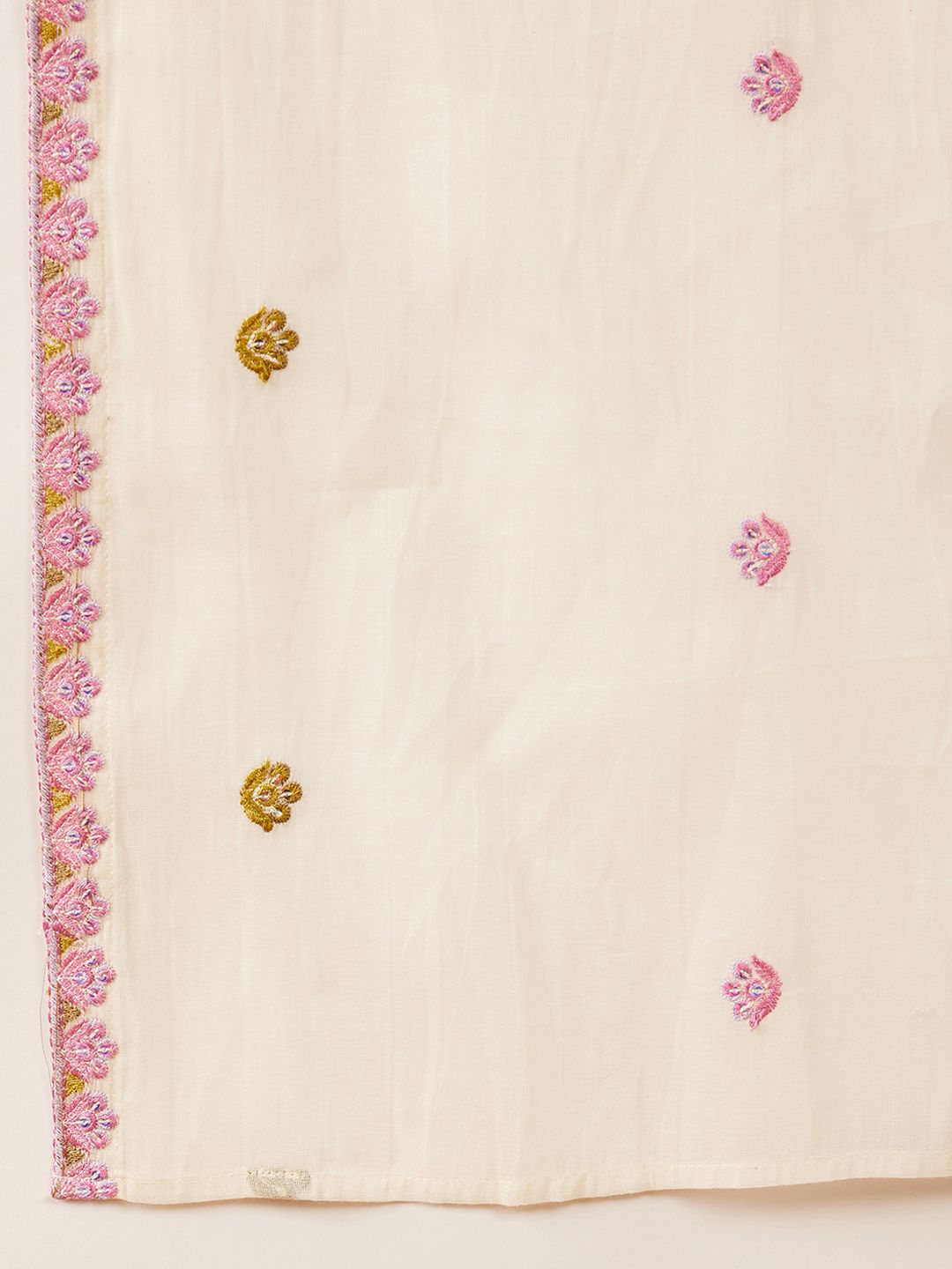 Sangria Floral Embroidered Pure Cotton Straight Kurta With Palazzo & Dupatta | Grocsy