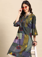 Sangria Printed Bell Sleeves Kurta | Grocsy