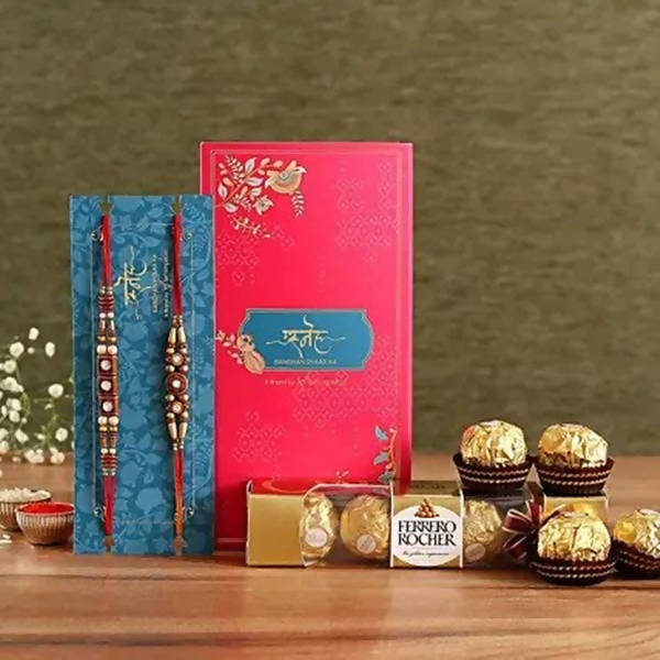 2 Stone Work Rakhis and Ferrero Rocher Box | Grocsy