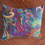 The Decor Nook Purple Base With Multicolour Flowers Print Cushion Cover | Grocsy
