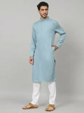 Giza Cotton Blue Plain Kurta by Hilo Design | Grocsy