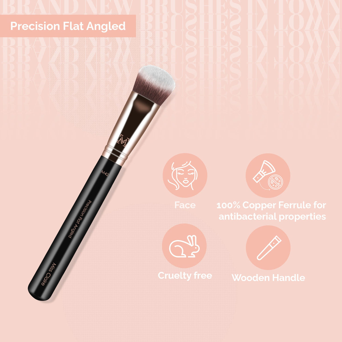 Miss Claire M42 - Precision Flat Angled Brush - Rose Gold | Grocsy