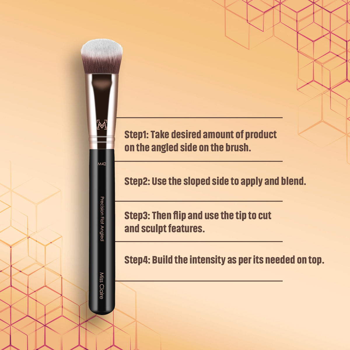 Miss Claire M42 - Precision Flat Angled Brush - Rose Gold | Grocsy